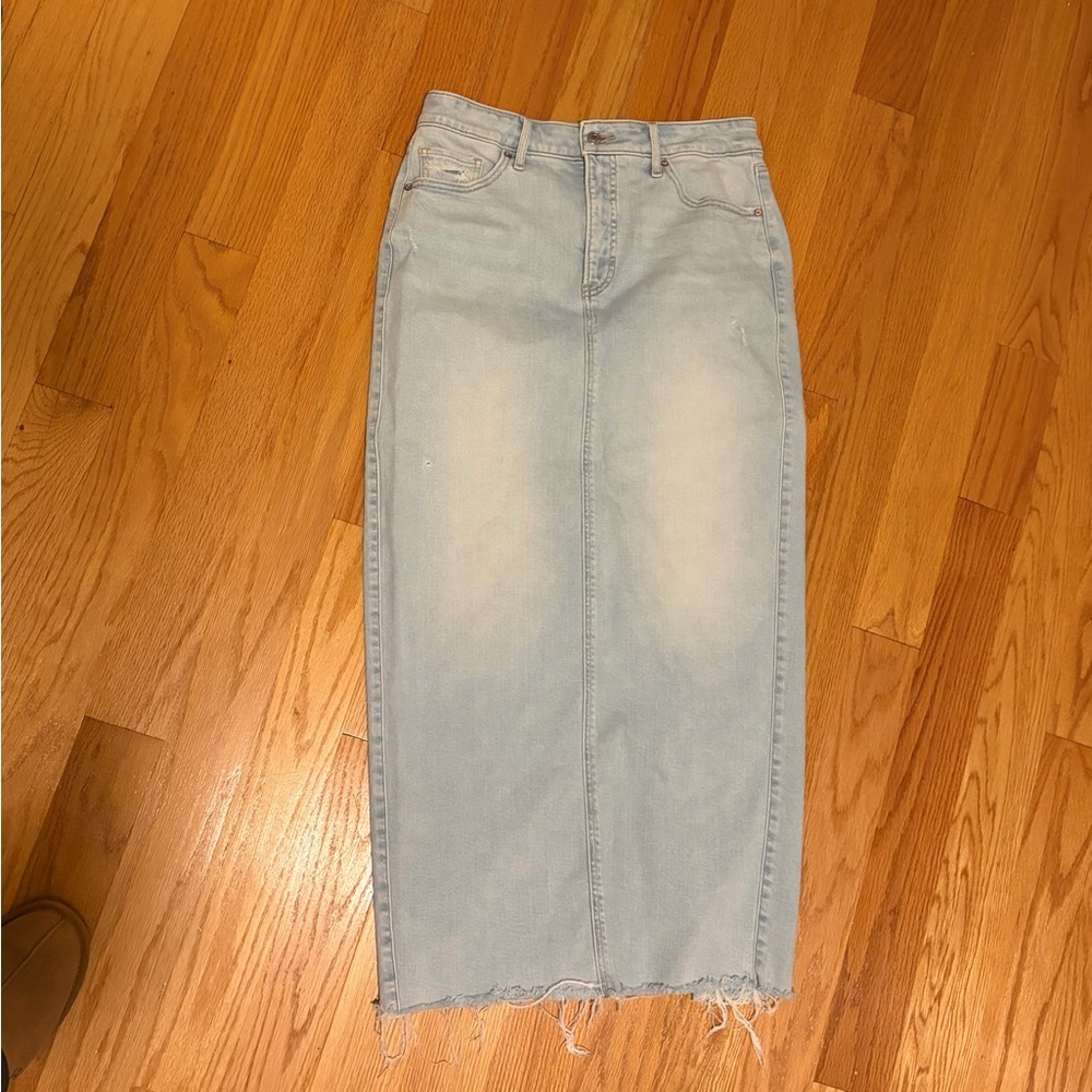 Express Light Blue Denim Maxi Skirt